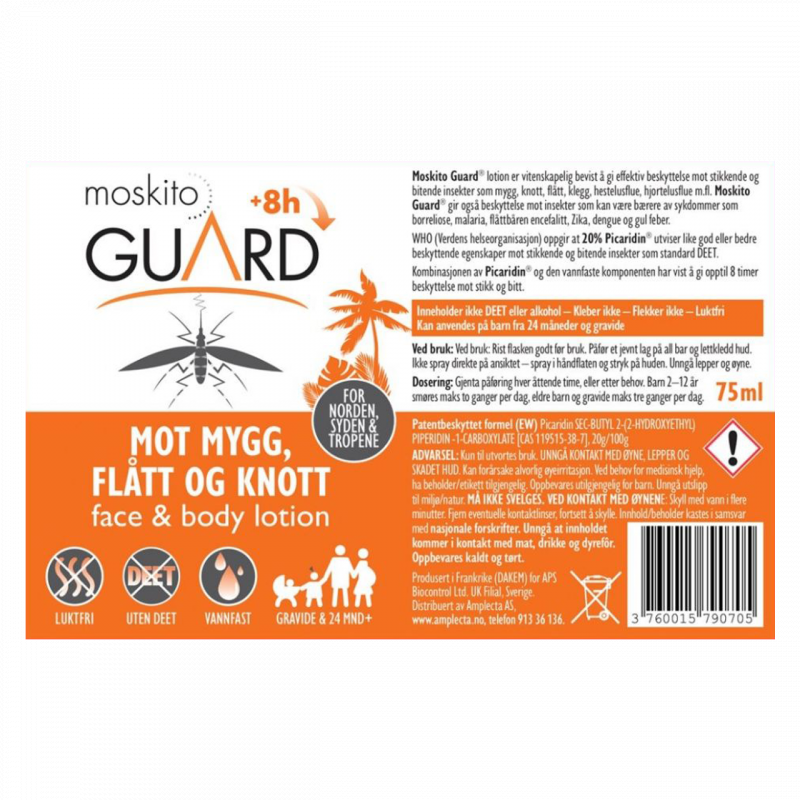 Moskito Guard Spray mot Mygg, Knott og Flått 75ml 20% Picaridin 94-10 Strømsø Sport 3